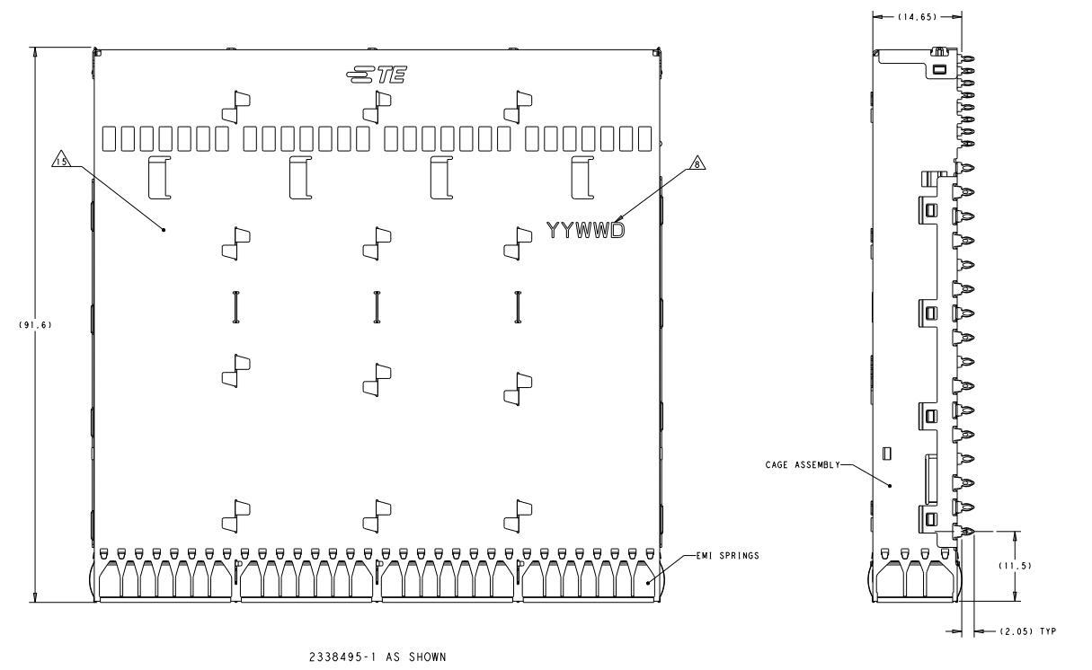 2338495-3 TE OSFP Cage Ganged (1 x 4) Connector Press-Fit Through Hole