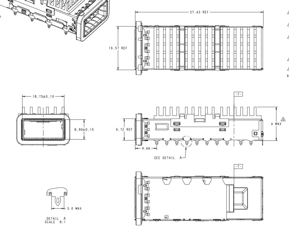 2170753-2 TE QSFP28 Cage Assembly With Heat Sink 28 Gb/s