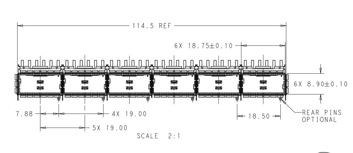 2170707-4 QSFP28 Cage Assembly 1x6 Port With Heat Sink 28 Gb/s