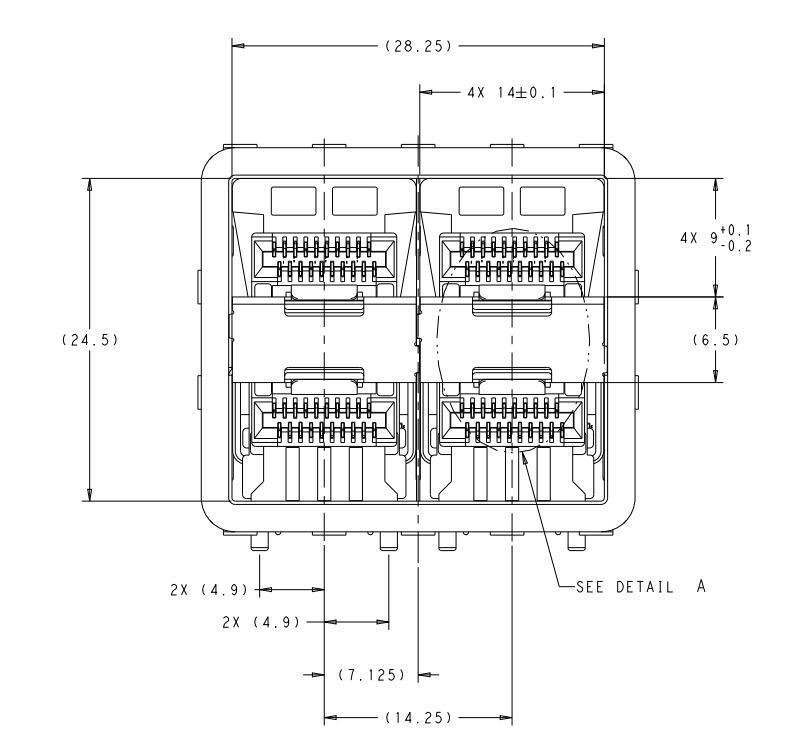 TE 2-2343522-0 zSFP+ Cage Assembly With Integrated Connector 2x2 Port 56 Gb/s