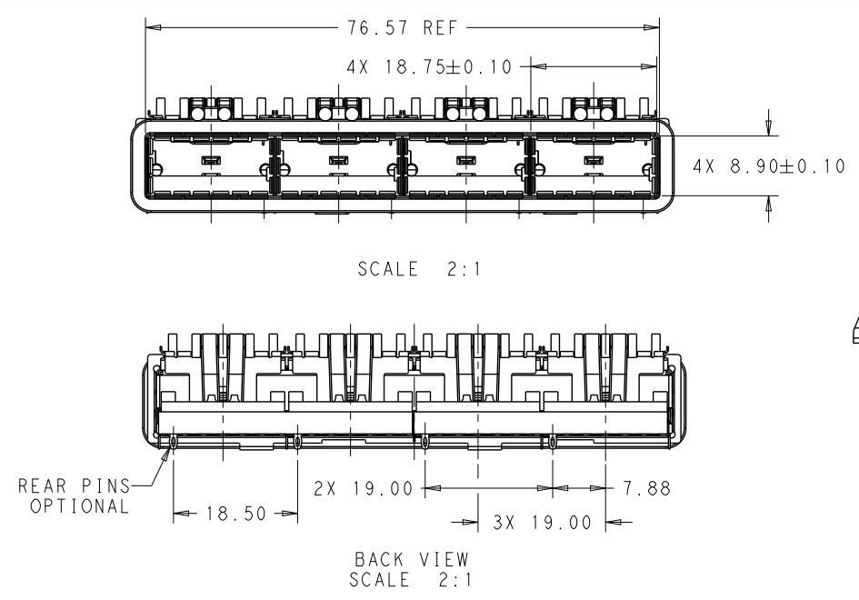 TE 2170785-6 ZQSFP+ Cage Ganged (1 x 4) with Heat Sink Connector Included Lightpipe Elastomeric Gasket