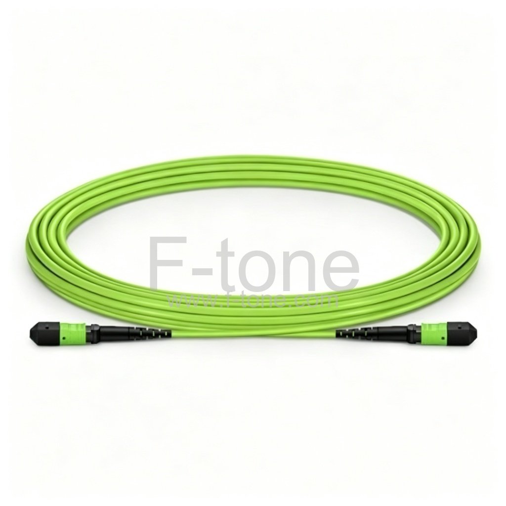MTP-12 (Female) to MTP-12 (Female) OM5 Multimode Elite Jumper Cable, 12 Fibers, Type B, LSZH(Riser), Lime Green