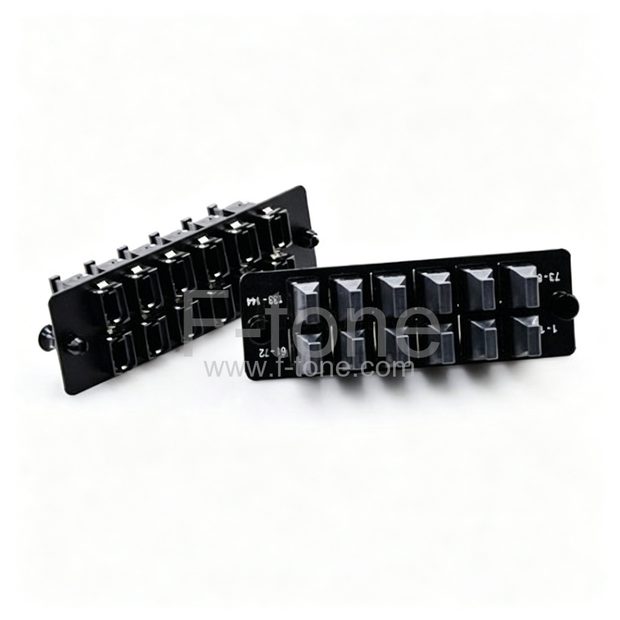Fiber Adapter Panel with 12 MTP(12/24F) Keyup/Keyup Adapters (Charcoal Gray), Horizontal