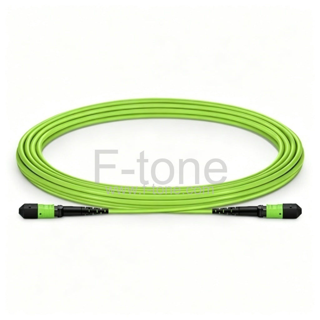 MTP-12 (Female) to MTP-12 (Female) OM5 Multimode Elite Jumper Cable, 12 Fibers, Type B, LSZH(Riser), Lime Green