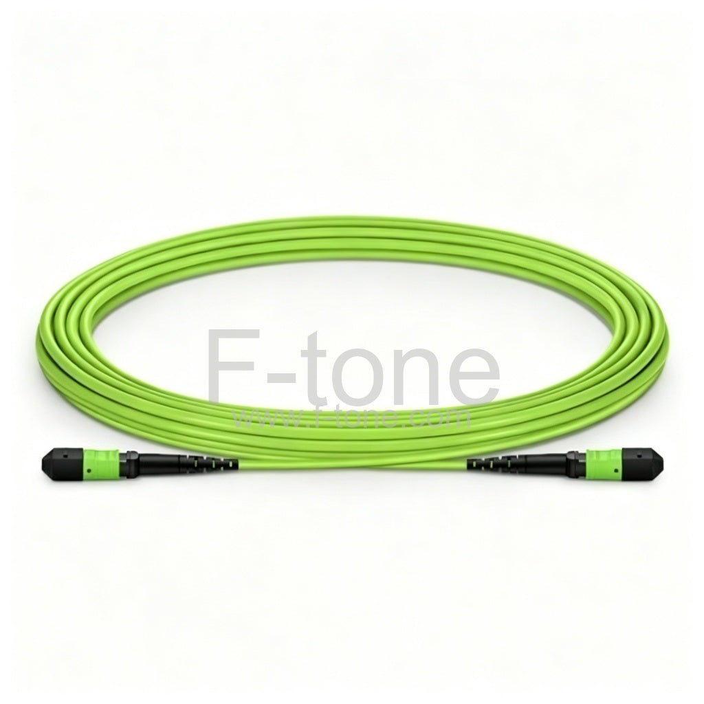 MPO-24 to MPO-24 OM5 Multimode Fiber Patch Cable MPO 24 Fibers, Type B, LSZH(Riser), Lime Green