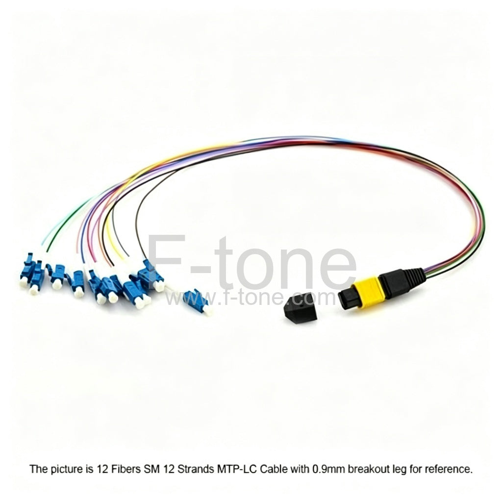 12 Fibers Single-Mode 12 Strands MPO to LC Harness Cable 3.0mm LSZH/Riser