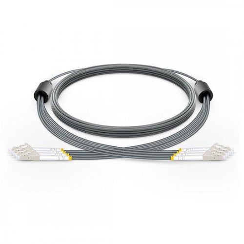 Custom LC to ST 4 Fibers OM3 Multimode Armored Breakout Cable 3.0mm Legs