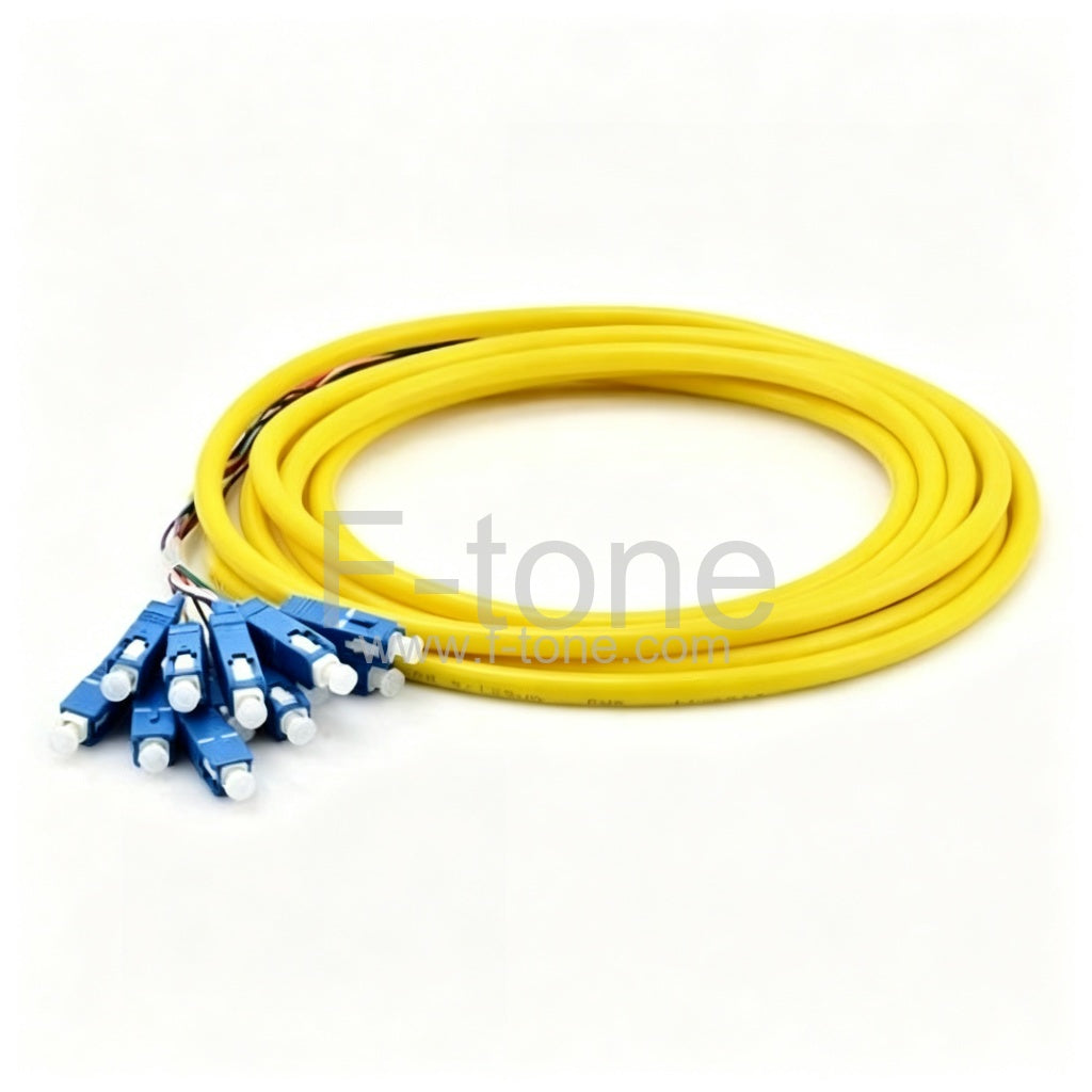 12 fibers 2.0mm Breakout 9/125 Singlemode LC/SC/ST/FC Bunch Fiber Pigtail