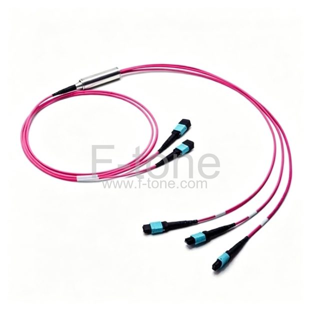 10m (33ft) 4x4 MPO Shuffle Trunk Cable 32 Fibers OM4 Multimode 4xMPO-8 APC (Male) Type B LSZH Magenta