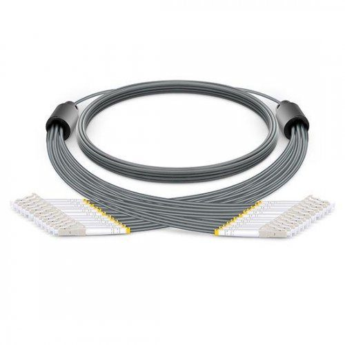 Custom LC to FC 8 Fibers OM3 Multimode Armored Breakout Cable 3.0mm Legs