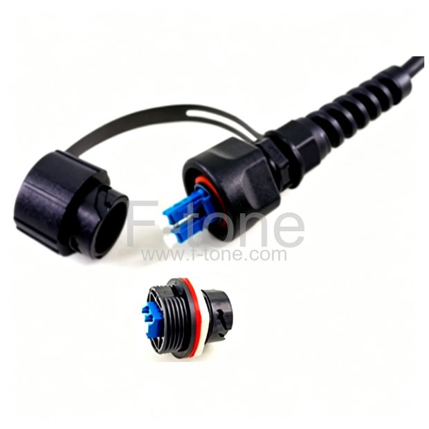 Waterproof ODVA connector with duplex LC Simplex SC and 12 or 24 Fiber MPO