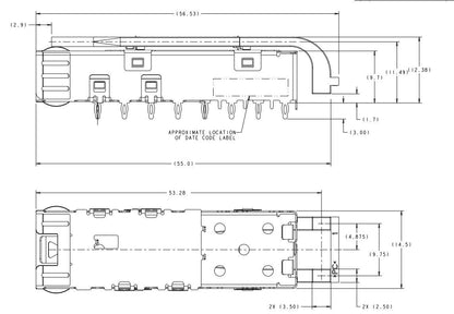 2170193-1 SFP+ Cage Connector Press-Fit Through Hole Right Angle