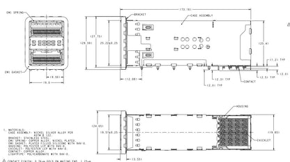 TE 2198373-1 ZQSFP+ Cage Assembly With Integrated Connector 2 x 1 Port 76 Position