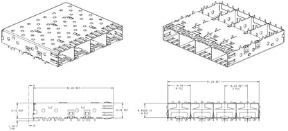 1658723-2 SFP 1X4 Cage Assembly 4 Gbs Connector Solder Through Hole Press-Fit Mount