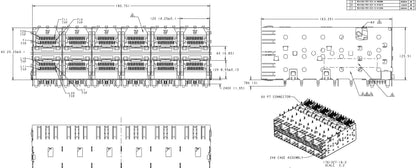 1761327-2 SFP Receptacle with Cage 20 x 12 Position Ganged (2x6) Connector Solder Through Hole