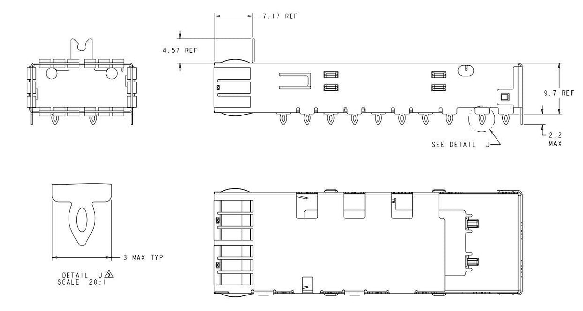 1888674-1 QSFP+ Cage Connector Press-Fit Through Hole