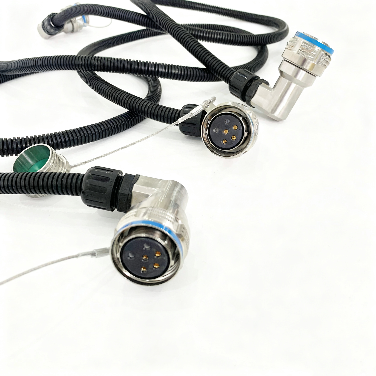 D38999 6Cores single mode fiber cable Bent ends Plug and Socket J599/26KE06B1N -J599/26KE06B1N fiber optic cable Assembly
