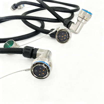 D38999 6Cores single mode fiber cable Bent ends Plug and Socket J599/26KE06B1N -J599/26KE06B1N fiber optic cable Assembly