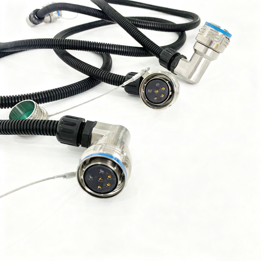D38999 6Cores single mode fiber cable Bent ends Plug and Socket J599/26KE06B1N -J599/26KE06B1N fiber optic cable Assembly