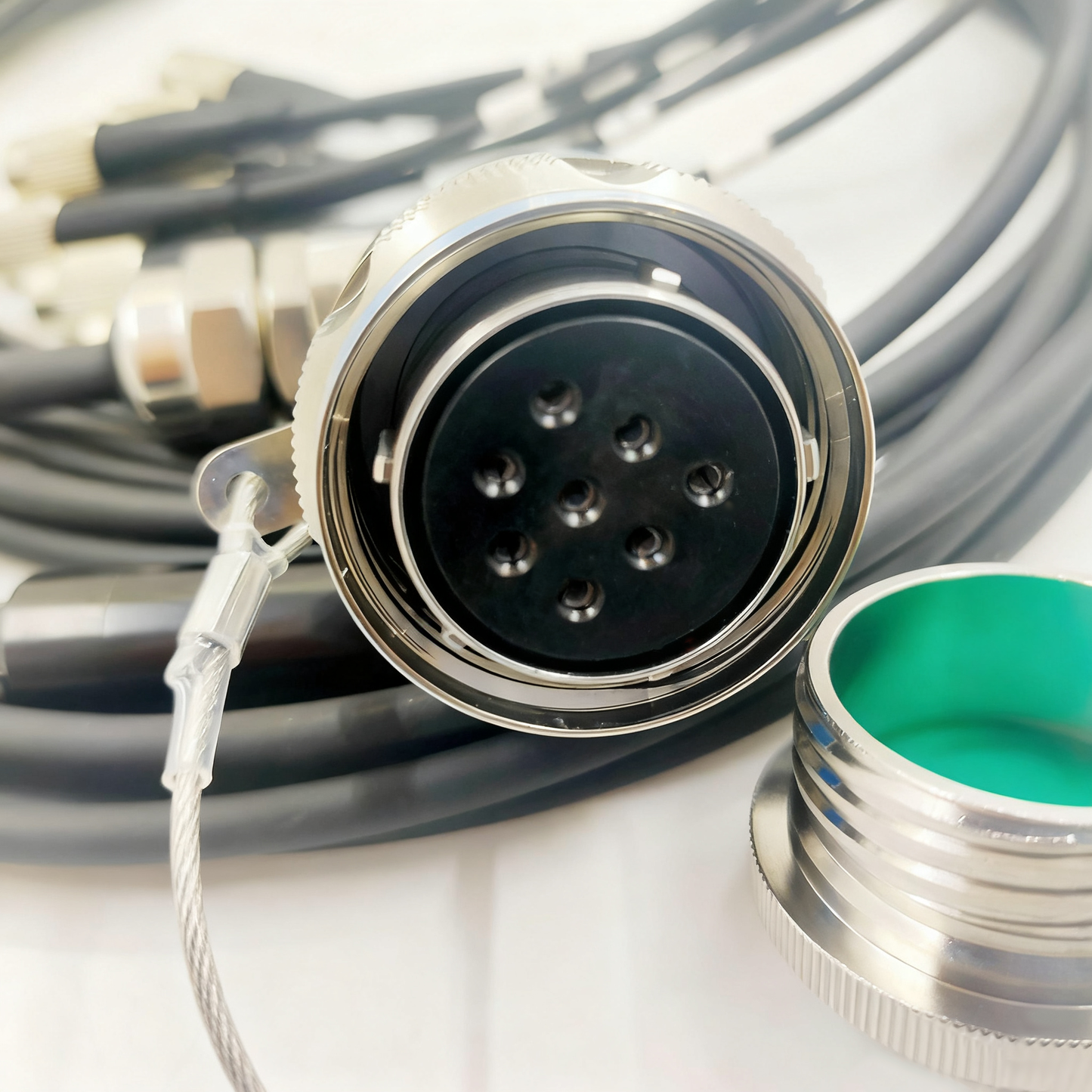 D38999 8Cores Single Mode Fiber Cable Bent Ends Plug and Socket J599/26KE08B1N -8FC Fiber Optic Cable Assembly