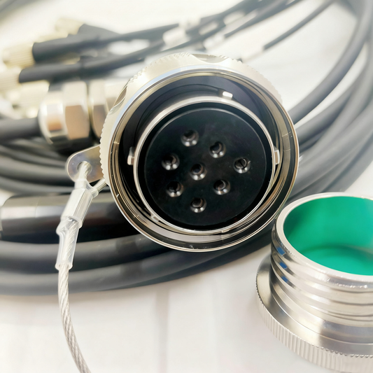 D38999 8Cores Single Mode Fiber Cable Bent Ends Plug and Socket J599/26KE08B1N -8FC Fiber Optic Cable Assembly