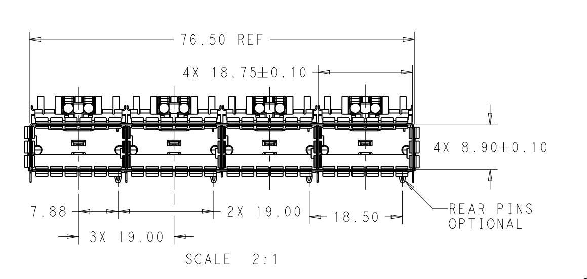 TE 2170747-2 ZQSFP+ Cage Ganged (1 x 4) With Heat Sink Connector Press-Fit Through Hole Included Lightpipe