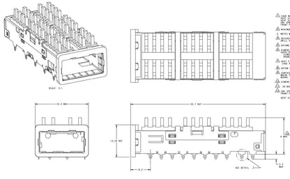 1551892-3 TE ZQSFP+ Cage Assembly With Heat Sink 1 Port 25 Gb/s