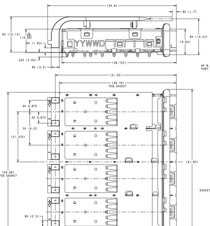 2198721-1 TE zSFP+ Cage Ganged (1 x 4) Connector Integrated Lightpipes