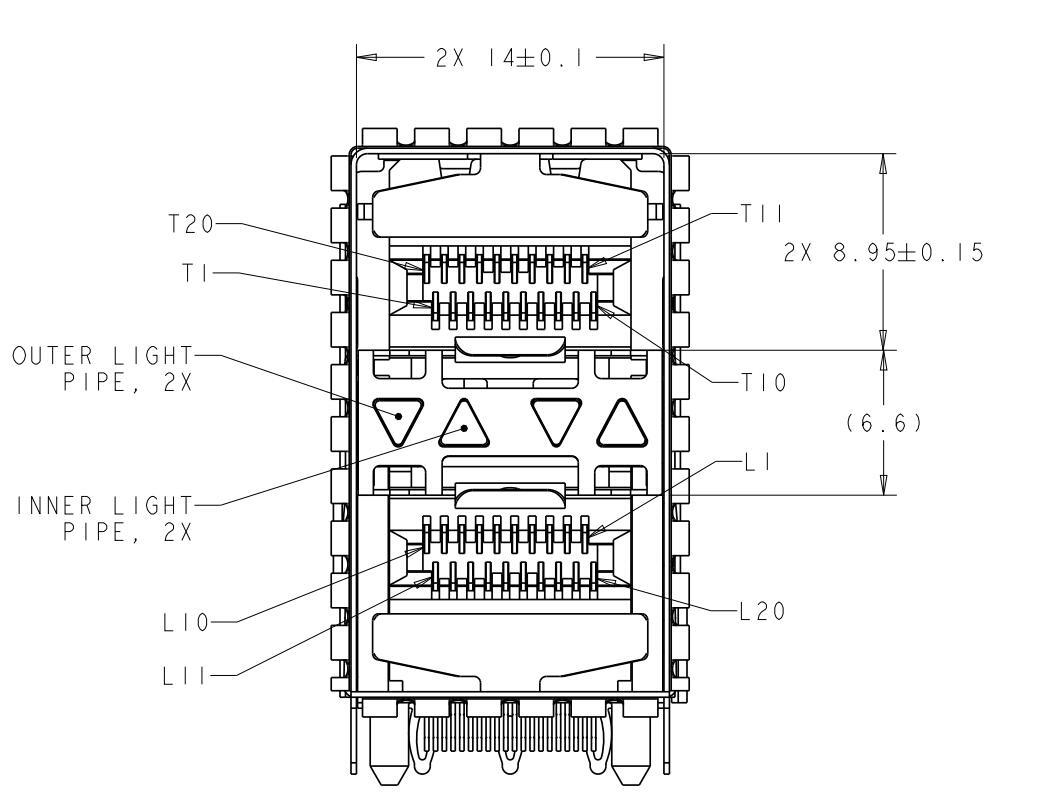 2007492-8 SFP+ Cage Assembly 2x1 Port With Integrated Connector External Springs 16 Gbs