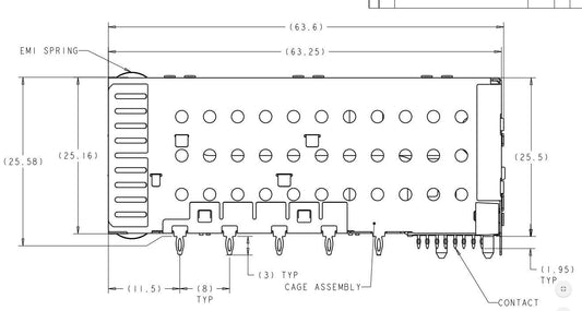 2007562-6 SFP+ Cage Assembly With Integrated Connector 2x6 Port Included Lightpipe 16 Gb/s