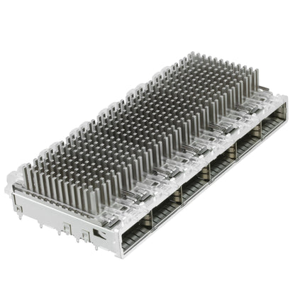 TE 2143307-3 QSFP Cage 1x6 with Heat Sink Connector Press-Fit Through Hole Included Lightpipe