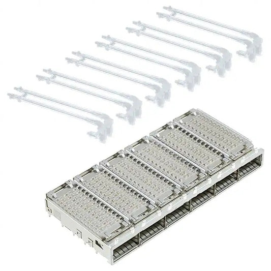 2143331-4 QSFP+ Cage Ganged (1 x 6) with Heat Sink Connector Included Lightpipe 14 Gb/s