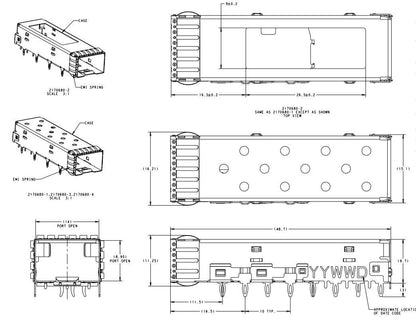2170680-1 SFP+ Cage 16 Gbs Through Hole Right Angle