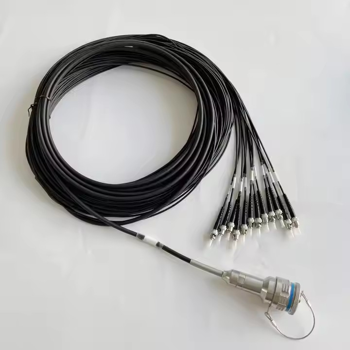D38999A8/26KF12N ARINC801 Series 12CORES IP67 Waterproof Connectors Fiber Optic Cable Assembly