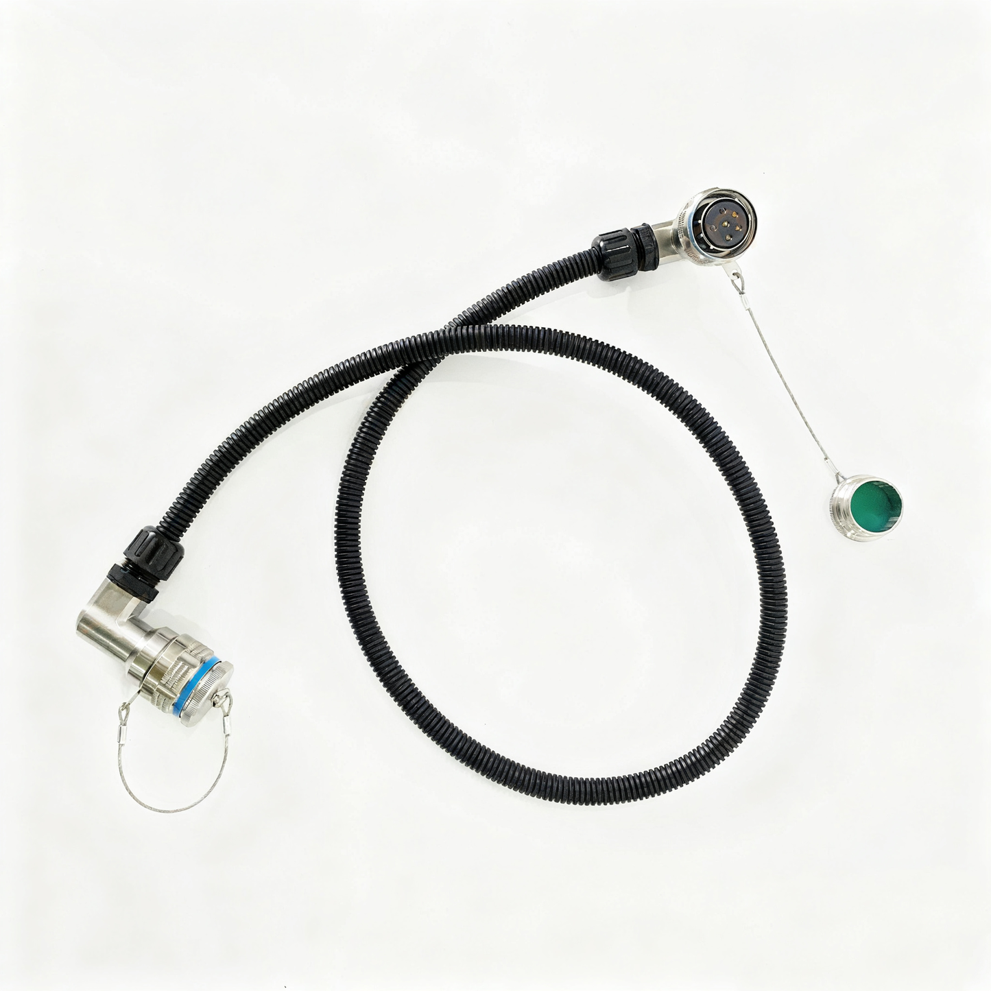 D38999 6Cores single mode fiber cable Bent ends Plug and Socket J599/26KE06B1N -J599/26KE06B1N fiber optic cable Assembly