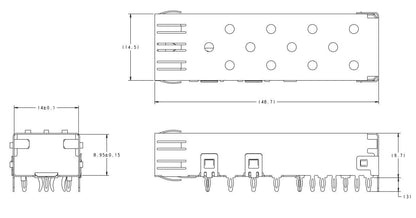 2227023-1 Position SFP Cage Connector Press-Fit Through Hole Right Angle Shielded No Light Pipe