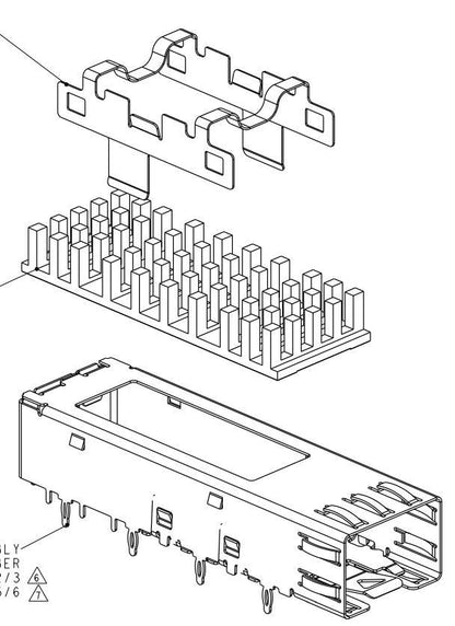 1367645-6 SFP Cage with Heat Sink Connector Press-Fit Through Hole Right Angle