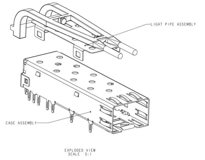 2170614-1 Single CONN SFP CAGE PRESS-FIT 4 Gb/s Shielded With Light Pipe
