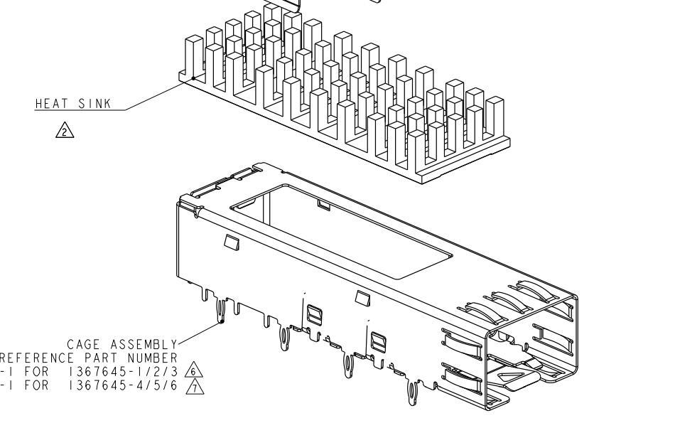 TE 1367645-4 SFP Cage with Heat Sink Connector Press-Fit 4 Gb/s