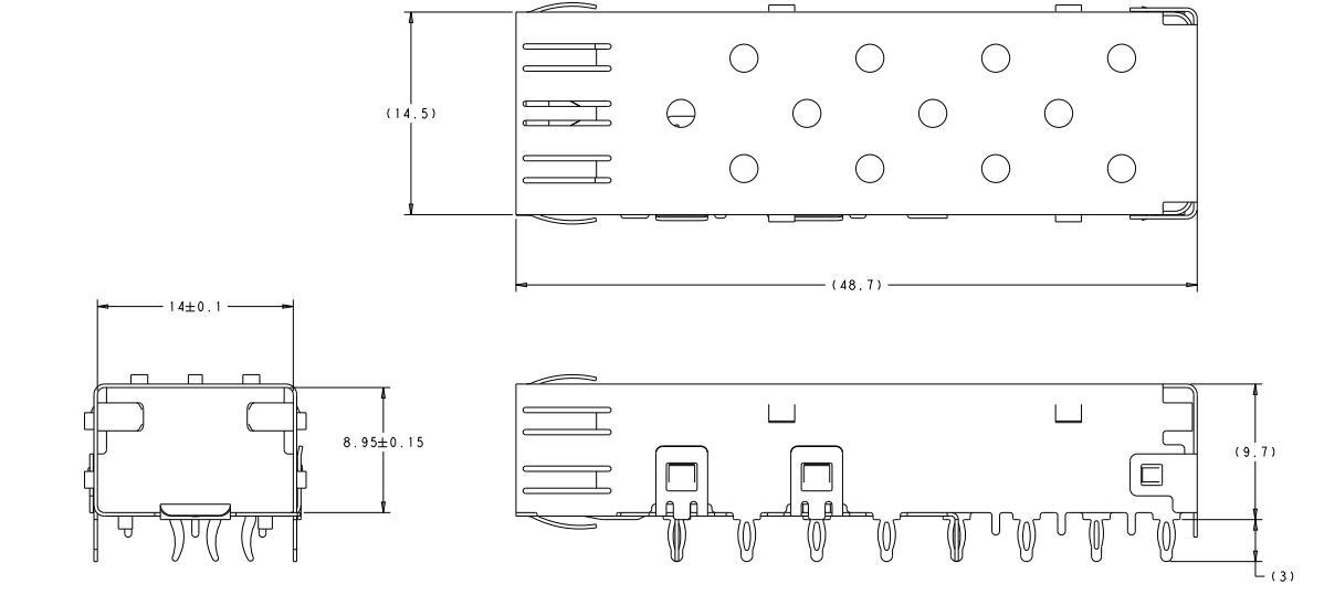 1-2227303-2 CONN SFP CAGE 1 Port PRESS-FIT R/A Through Hole Solder Mount