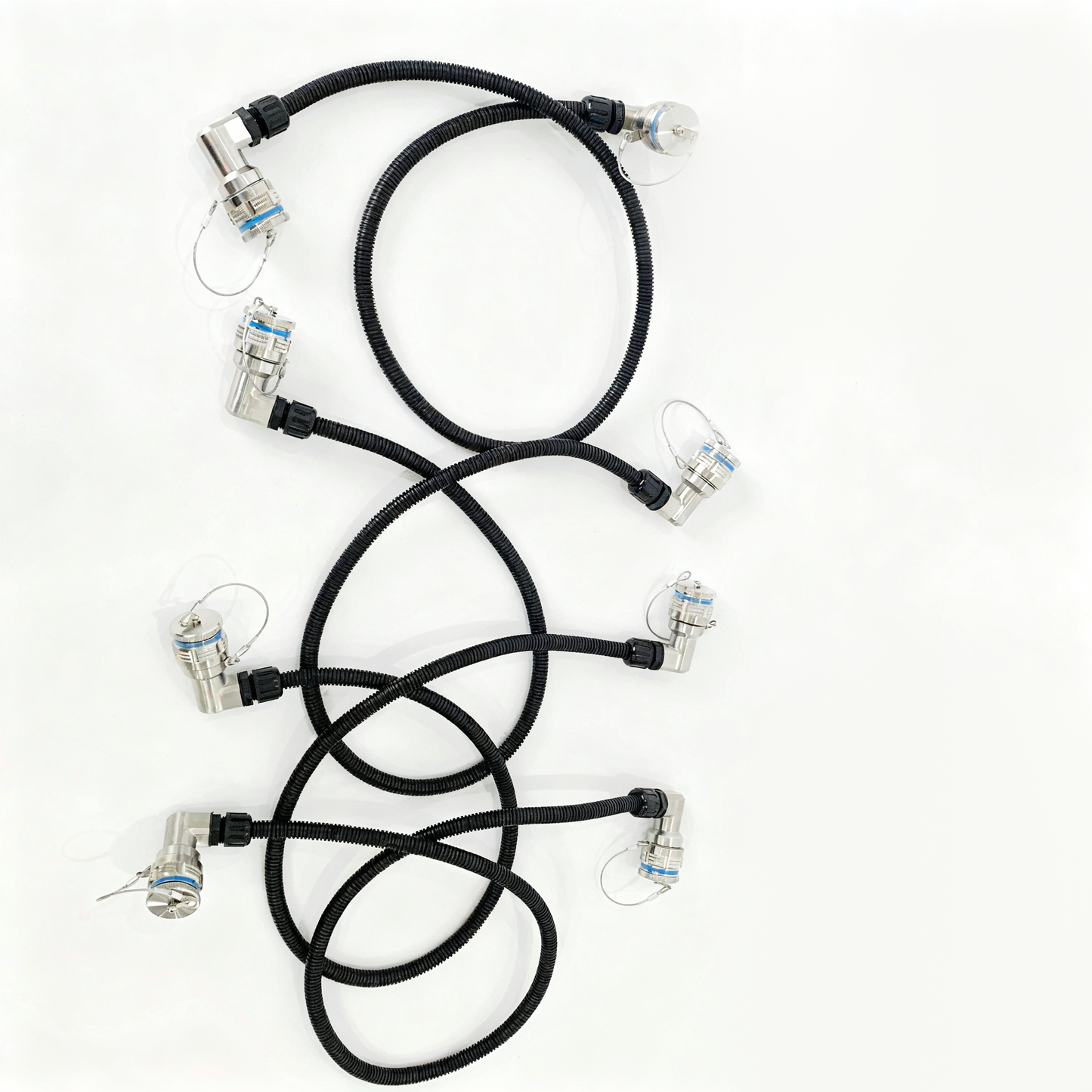 D38999 6Cores single mode fiber cable Bent ends Plug and Socket J599/26KE06B1N -J599/26KE06B1N fiber optic cable Assembly