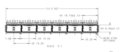 2170707-4 QSFP28 Cage Assembly 1x6 Port With Heat Sink 28 Gb/s