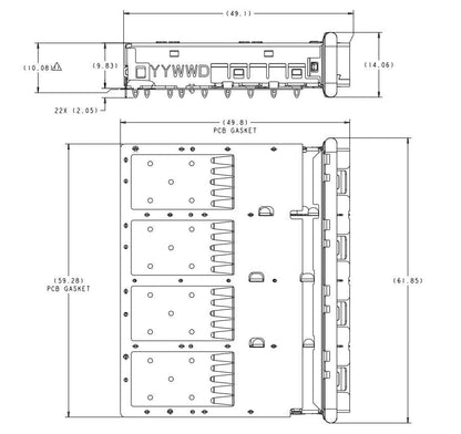 2198722-1 TE zSFP+ Cage Ganged (1 x 4 Port) Connector Through Hole