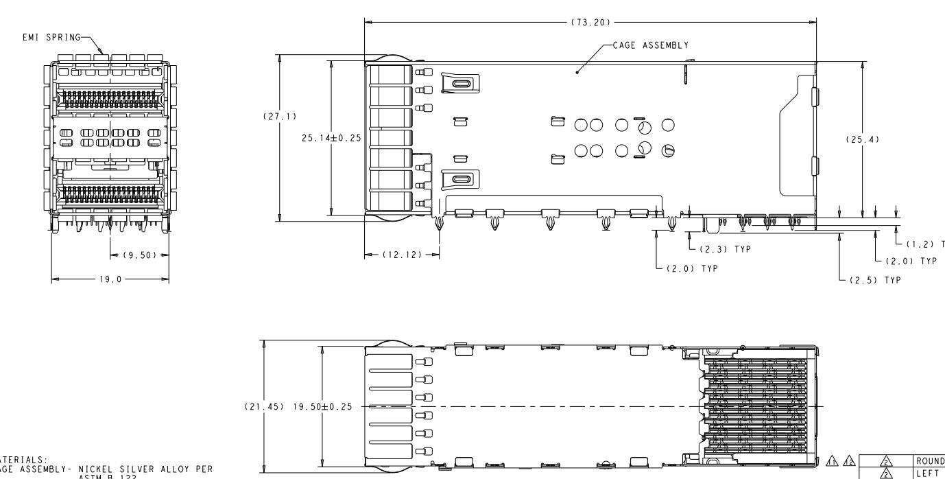 2227669-1 ZQSFP+ Cage Assembly 2 x 1 Port With Integrated Connector 25 Gb/s