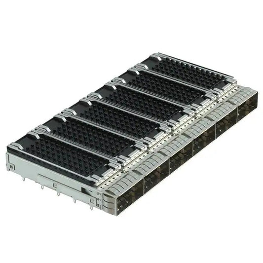 TE 2170707-1 QSFP28 Cage 1 x 6 Port With Heat Sink 28 Gb/s Press-Fit Through Hole