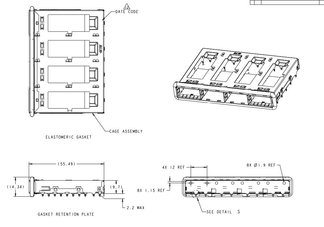 2170288-1 TE QSFP Cage 1 x 4 Port Press-Fit Through Hole