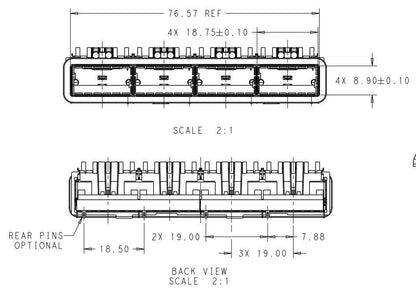TE 2170785-6 ZQSFP+ Cage Ganged (1 x 4) with Heat Sink Connector Included Lightpipe Elastomeric Gasket