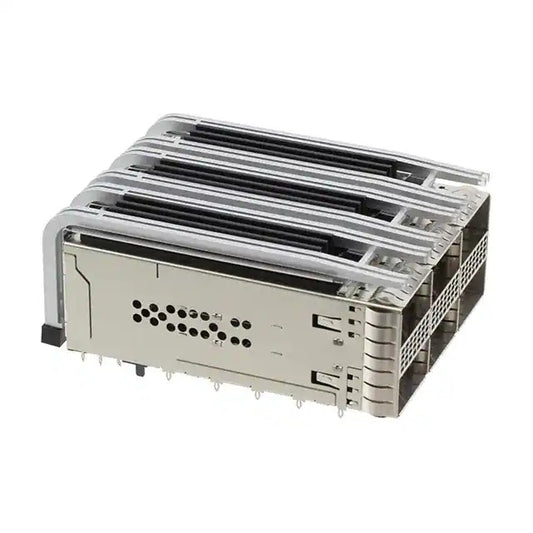 TE 2299924-5 ZQSFP+ Receptacle with Cage Ganged (2x3) with Heat Sink Connector Included Lightpipe
