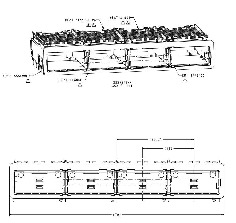 2227249-2 ZQSFP+ Cage Ganged (1 x 4) With Heat Sink Connector 28 Gb/s