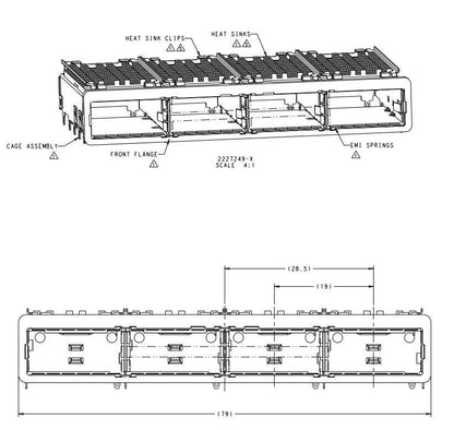 2227249-2 ZQSFP+ Cage Ganged (1 x 4) With Heat Sink Connector 28 Gb/s